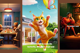 create ai animation story for kids, ai kids learning rhymes and 3d cartoons