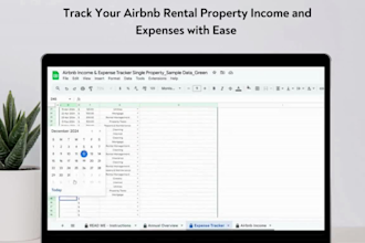 airbnb income and expense tracker spredsheet, rental property excel budget sheet