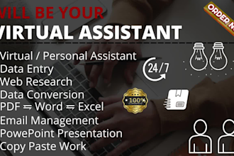 asistente virtual data entry collection conversion web research ppt presentation