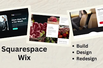 build and design, redesign squarespace, design wix website