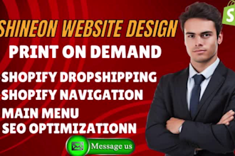 design shopify store shopify dropshiping shineon website pod on shopify