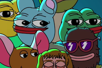 create 2d memecoin art, 2d solana crypto meme coin animation, 2d animation