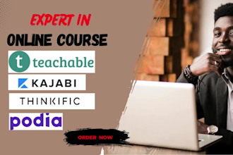 design online course website on teachable, thinkific, podia, kajabi, wordpress