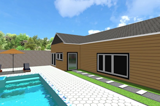 do 2d 3d landscape design backyard desing pool