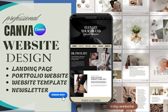design canva website landing page portfolio website, wix template, newsletter
