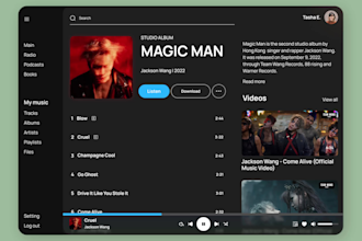 cross platform,  podcast website, dj website,  music app, artist website