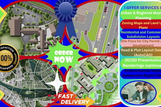 create urban plan, layout, site plans, zoning, subdivisions and master plans
