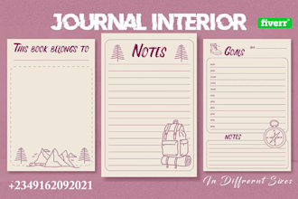 design a journal, planner, or log book interior for KDP