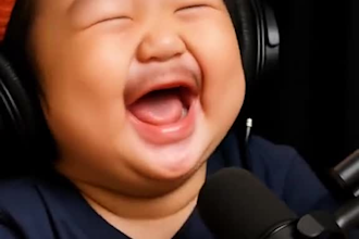 cinematic and adorable ai baby podcast
