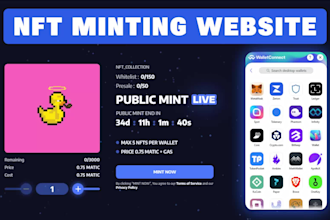 create nft websites for minting n stacking, smart contract, web3 nft marketplace