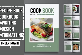 write, design, format healthy, vegan, keto, and soul food recipes for a cookbook