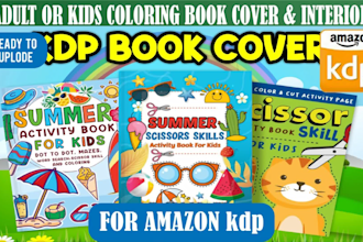 design adult or kids coloring book cover and interior for amazon kdp