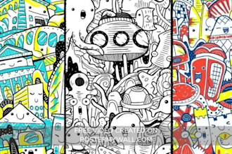 create a custom doodle art illustration design for you, draw line art hand
