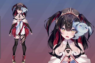 draw and rig live2d model, 2d vtuber model, anime design, vtuber rigging