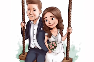create magical couple portraits in disney or pixar style