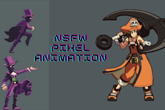 make nsfw pixel art character pixel art animation for rpg video game, game asset