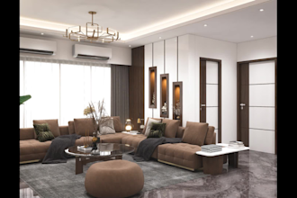 do interior design apartment and 3d rendering