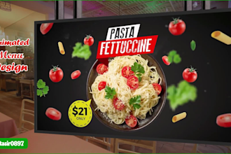 design digital menu, digital menu board or animated menu