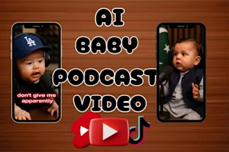 custom ai baby podcast videos talking baby, trending style, or funny host