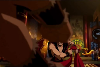make 2d animated music video, 2d cartoon video anime style fighting short film