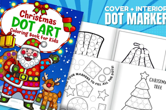 design dot marker, scissor skills activity and coloring book