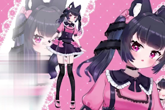 do live2d vtuber model, 2d vtuber model, live2d vtuber rigging vtuber commission