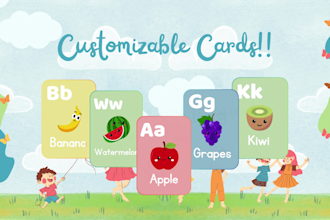 design fun and colorful educational flashcards for kids