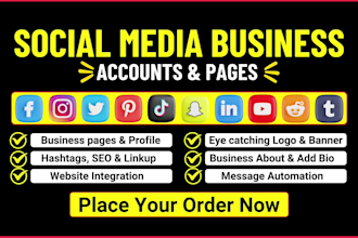 create  all social media accounts and business page perfectly