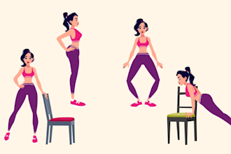 create vector illustrations and 2d animations for workout, yoga, sports