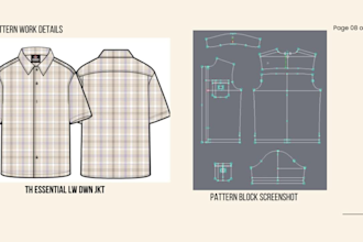 make digital sewing patterns from techpack or pictures with 3d fit test