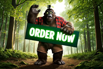 create funny gorilla bigfoot vlogs, ai bigfoot vlogging youtube videos