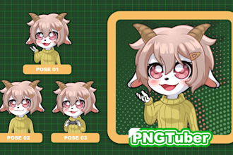 create live2d character png tuber or animated GIF tuber for veadotube mini