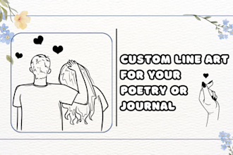 custom line art illustration for your poem, poetry book