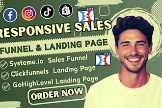 design sales funnel and landing page in systeme io, clickfunnels, gohighlevel