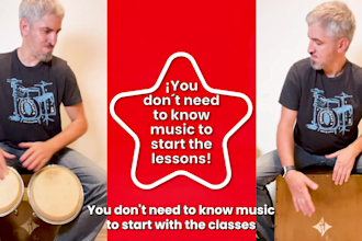 teach you to play percussion, congas, bongó, cajón, djembé