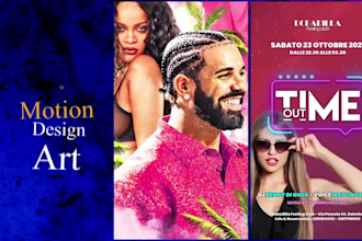 create animation motion flyer poster for sport, party, club or cover art