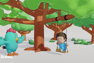 create a rigged 3d low poly character with animation