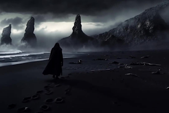 create a dark cinematic ai music video, metal, rap vfx, gothic, animated visuals