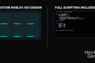 deisgn professional roblox UI UX and custom game gui with scripting