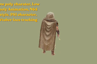 create retro stylized ps1, ps2 game character, rig, n64, game asset, animation