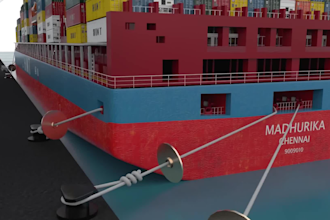 create 3d container terminal port animation cargo logistics animation