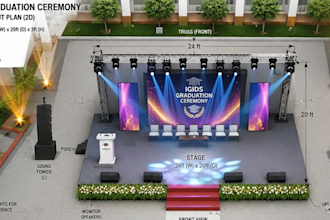 design professional event graphics and stage backdrops