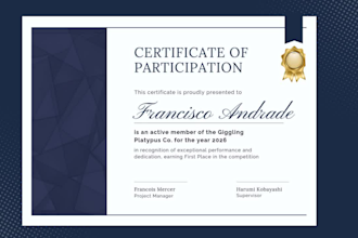 design professional certificate, awards, diploma certificate