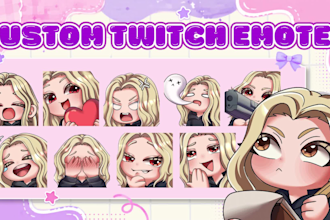 draw custom twitch emotes, chibi emotes, animated emotes, vtuber emotes for you