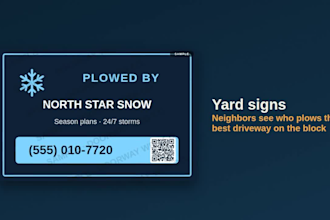 design a snow removal door hanger, yard sign and truck magnet