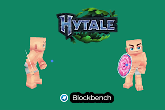 make you a hytale or mc quality character design, textures in blockbench