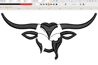 create 3d puff longhorn bull embroidery digitizing for caps