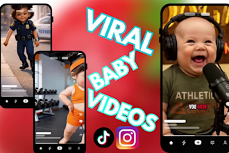 create viral ai dancing baby video, ai baby podcast for tiktok and youtube