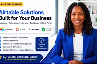 build airtable database,automation, interface, dashboard and softr client portal