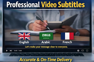 create professional subtitles and video translations in english, arabic,